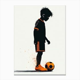 Silhouette Of A Boy Playing Soccer Canvas Print