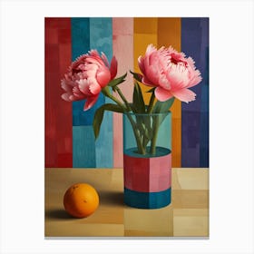 Peonies In A Vase Canvas Print