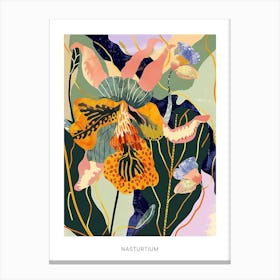 Colourful Flower Illustration Poster Nasturtium 2 Canvas Print