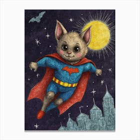 Cat In Superman Costume Canvas Print