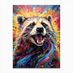 A Crab Eating Raccoon Vibrant Paint Splash 3 Canvas Print