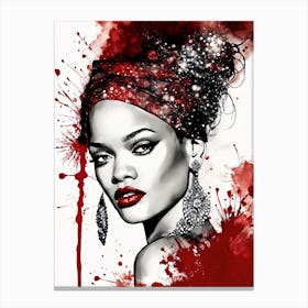 Rihanna Portrait Ink Painting (19) Canvas Print