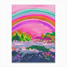 Countryside Rainbow On Pink Canvas Print