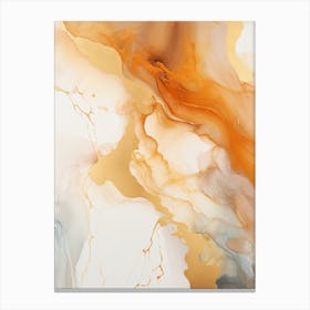 Ochre And White Flow Asbtract Painting 0 Canvas Print