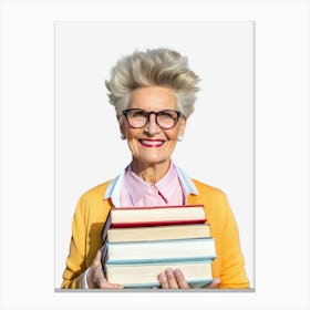 Senior Woman Holding Books 1 Canvas Print