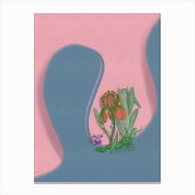 Iris and Bull on Abstract Landscape – Nature-Inspired Modern Print Canvas Print