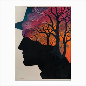 Silhouette Of A Man With Trees Canvas Print