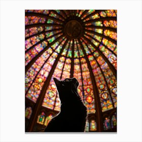 Cat In Stained Glass Window Canvas Print