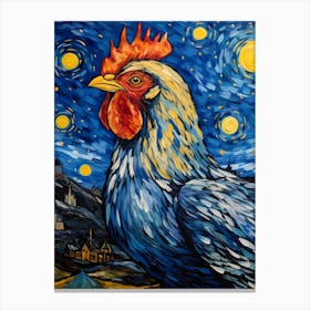 Rooster Portrait, Vincent Van Gogh Inspired Canvas Print