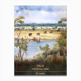 Yala National Park Sri Lanka Watercolour 3 Canvas Print