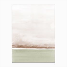 Minimal Watercolor Landscape Sepia And Olive Canvas Print