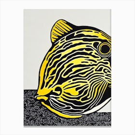 Clown Triggerfish Linocut Canvas Print