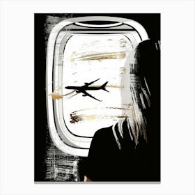 Woman Looking Out Of An Airplane Window Canvas Print