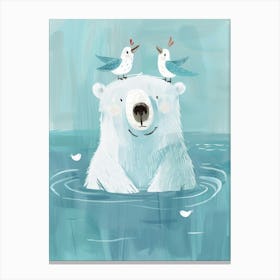 Polar Bear And Birds 1 Canvas Print