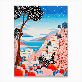Capri, Italy, Illustration In The Style Of Pop Art 1 Canvas Print