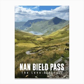 Nan Bield Pass The Lake District Vintage Style Travel Poster Canvas Print