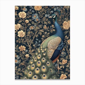 Navy Blue Peacock Wallpaper 2 Canvas Print