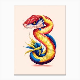 Corn Snake Tattoo Style Canvas Print