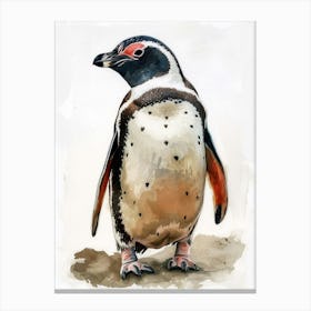 Humboldt Penguin Ross Island Watercolour Painting 3 Canvas Print