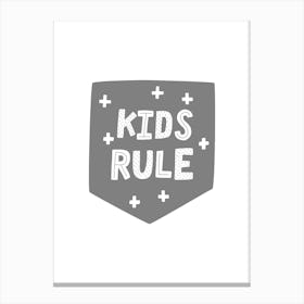Kids Rule Super Scandi Grey Canvas Print