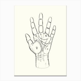 Tarot Card Hand Monoline Hand Drawing Aesthetic Illustration Canvas Print