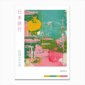 Beppu Japan Retro Duotone Silkscreen Poster 2 Canvas Print