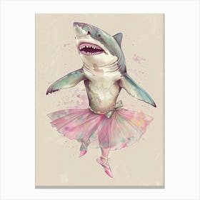 Watercolour Ballet Shark In A Tutu Canvas Print