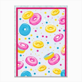 An Abstract Pattern Of Tiny Donuts Swirling With A Blend Of Pastel Pink Blue And Yellow Hues Set (4) Canvas Print