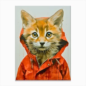 Red Hooded Charmer Enchanting Fox Illustration Canvas Print