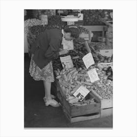 Weighing Chickens In Produce Market, San Antonio, Texas By Russell Lee Canvas Print