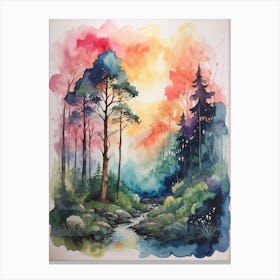 Watercolor Of A Forest 1 Canvas Print