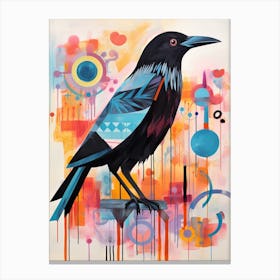Bird Painting Collage Raven 4 Canvas Print