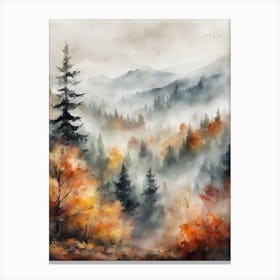Foggy Autumn Mountains Canvas Print