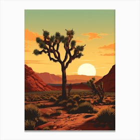  Retro Illustration Of A Joshua Tree At Dusk 2 Canvas Print