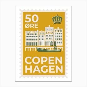 Copenhagen City Stamp Yellow Canvas Print