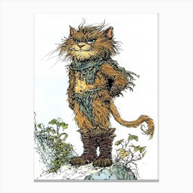 Cat with Boots Fairytale Character Canvas Print