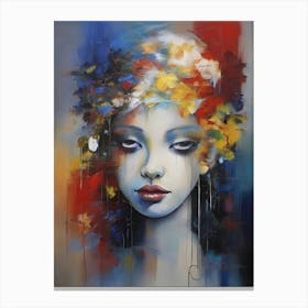 Woman With Flowers On Her Head 3 Canvas Print