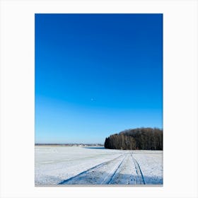 Snowy Field With Blue Sky 2 Canvas Print