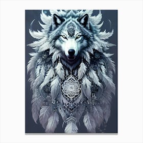 Wolf With Feathers 7 Canvas Print