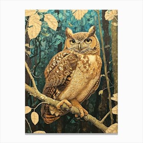Burmese Fish Owl Relief Illustration 4 Canvas Print