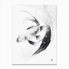 Hikari Mujimono Koi Fish Minimal Line Drawing Canvas Print
