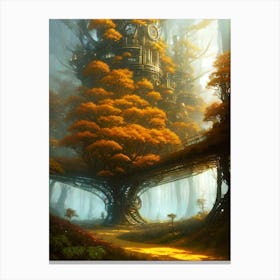 Tree House In The Forest Canvas Print