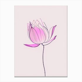 Pink Lotus Minimal Line Drawing 2 Canvas Print