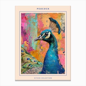 Kitsch Peacock Collage 4 Poster Canvas Print