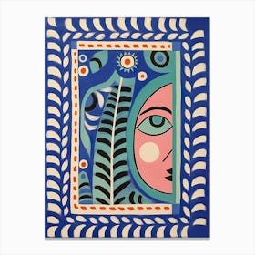 Folk Face Illustration 6 Canvas Print