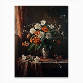 Baroque Floral Still Life Evening Primrose 4 Canvas Print