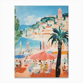 Lerici, Liguria   Italy Beach Club Lido Watercolour 3 Canvas Print