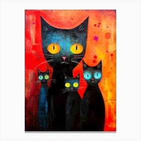 Cats Family Painting Canvas Print