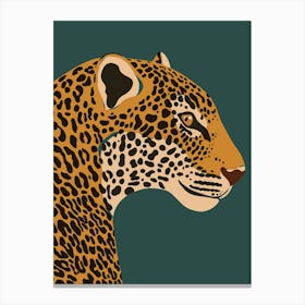 Jungle Safari Leopard on Dark Teal Canvas Print