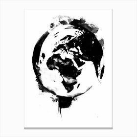 World Globe Symbol Black And White Painting Canvas Print